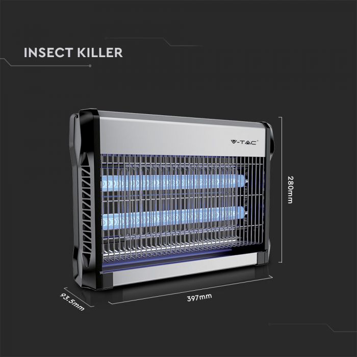 V-Tac 3220 2 x 10W Flykiller Coverage 80m2 Insect Killer Unit - V-Tac - VT-3220 11180-BS
