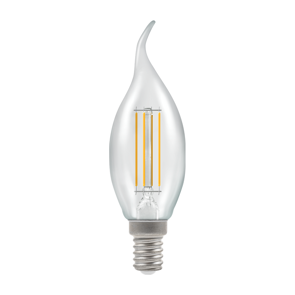 LED Filament Candle Bent Tip Clear Dimmable 4.2W 2700K SES-E14