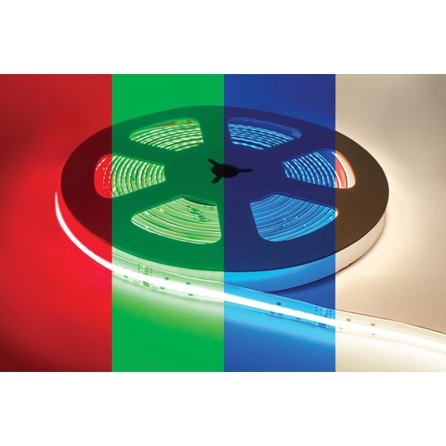 Integral LED Cob High Uniformity Pro Strip Ip65 5M Pack Rgb+W 3000K 24V 15W/M 1344Led/M 12Mm Width Built-In Steel Lining - ILSTRGBWB344E
