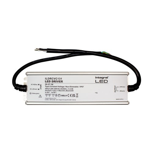 Integral LED Constant Voltage Driver 216W 12Vdc Ip67 Non-Dimm 200-240V Input Integral - ILDRCVC131