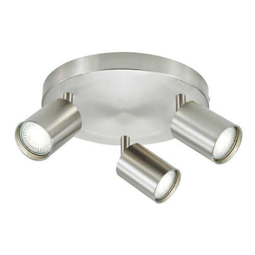 Integral LED Siena Indoor Ceiling Light 3 Way Round Gu10 Spotlight Ip20 Satin Nickel Integral - ILDIA029
