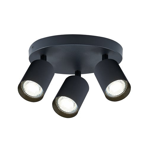 Integral LED Siena Indoor Ceiling Light 3 Wayround Gu10 Spotlight Ip20 Black Integral - ILDIA018