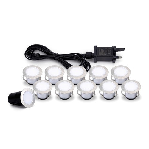 Integral LED Outdoor Deck Light 10Pcs Kits Dusk To Dawn Ip65 25Lm/Ea 0.4W/Ea 2700K With Uk Plug Integral - ILGDC076