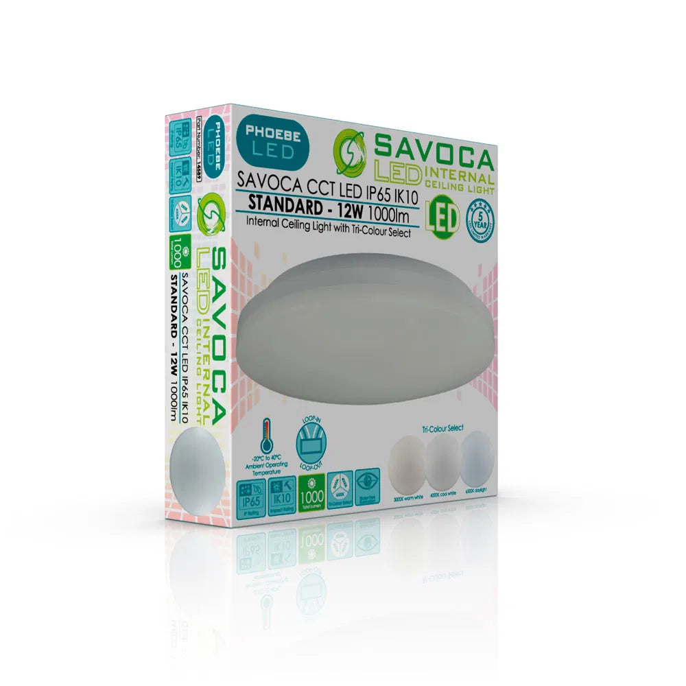 Savoca LED Bulkhead 12w CCT Adjustable + EMergency