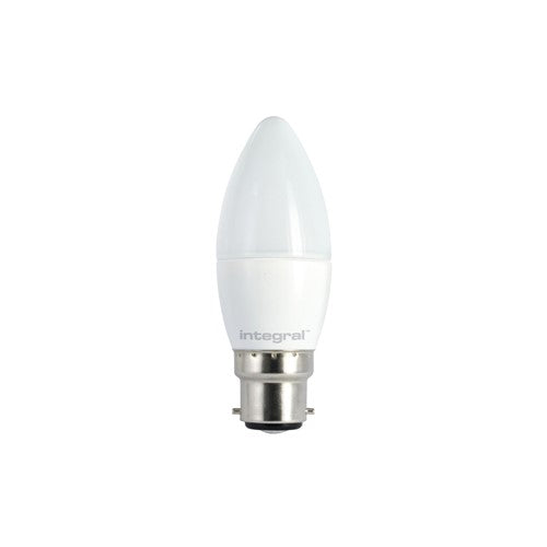 Integral LED Candle Bulb B22 470Lm 4.9W 2700K Dimmable 280 Beam Frosted Integral - ILCANDB22DC025