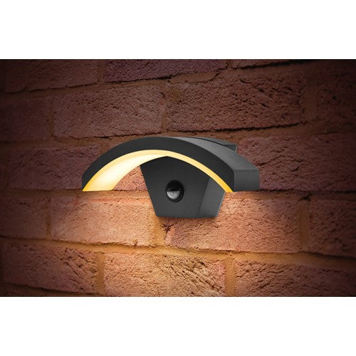 Integral LED Outdoor Decorative Wall Light Curve Pir Ip54 360Lm 8W 3000K Down Light Dark Grey Integral - ILDEA009