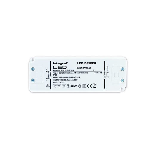 Integral LED Constant Voltage Driver 50W 12Vdc Ip20 Non-Dimm 200-240V Input Integral - ILDRCVA043