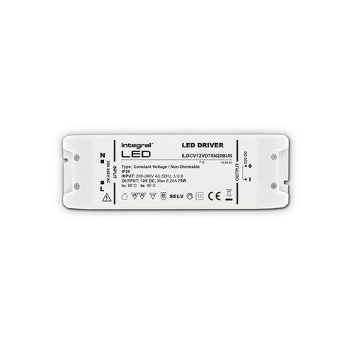 Integral LED Constant Voltage Driver 75W 12Vdc Ip20 Non-Dimm 200-240V Input Integral - ILDRCVA044