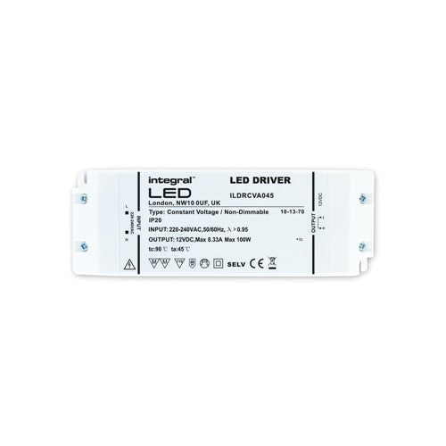 Integral LED Constant Voltage Driver 100W 12Vdc Ip20 Non-Dimm 200-240V Input Integral - ILDRCVA045