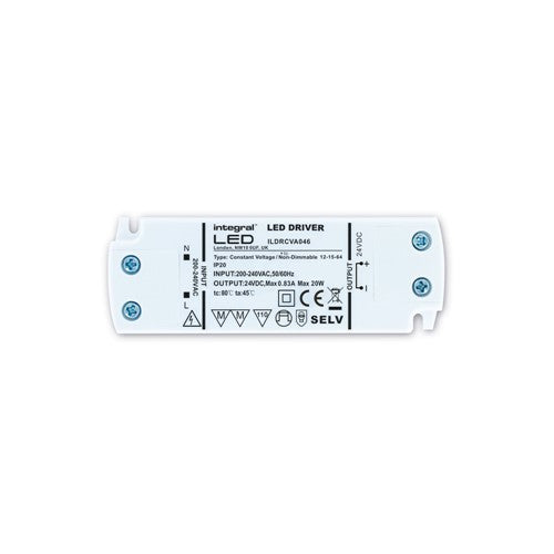 Integral LED Constant Voltage Driver 20W 24Vdc Ip20 Non-Dimm 200-240V Input Integral - ILDRCVA046