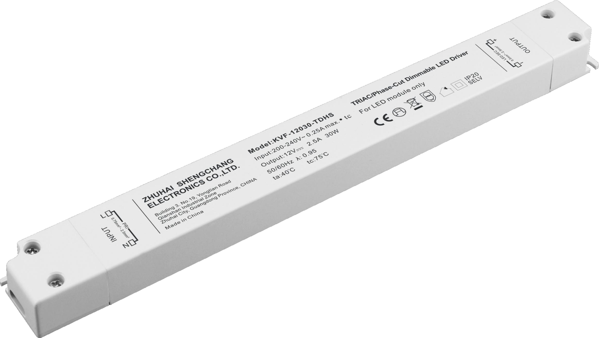 KVF-xx030-TDHS 30W Triac Constant Voltage LED Driver IP20 12/24V