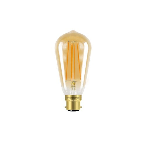 Integral LED Sunset St64 Bulb B22 380Lm 5W 1800K Dimmable 300 Beam Amber Integral - ILST64B22D004