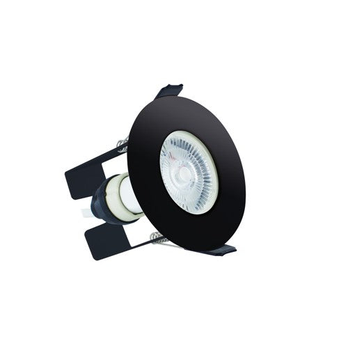 Integral LED Evofire Fire Rated Downlight 70Mm Cutout Ip65 Black Round +Gu10 Holder & Insulation Guard Integral - ILDLFR70D029