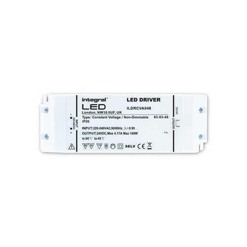 Integral LED Constant Voltage Driver 100W 24Vdc Ip20 Non-Dimm 200-240V Input Integral - ILDRCVA048