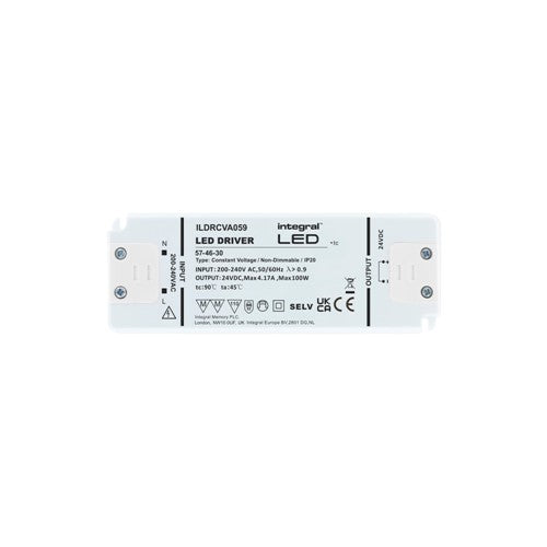 Integral LED Constant Voltage Driver 100W 24Vdc Ip20 Non-Dimm 200-240V Input - ILDRCVA059
