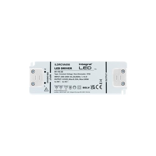 Integral LED Constant Voltage Driver 100W 12Vdc Ip20 Non-Dimm 200-240V Input - ILDRCVA056