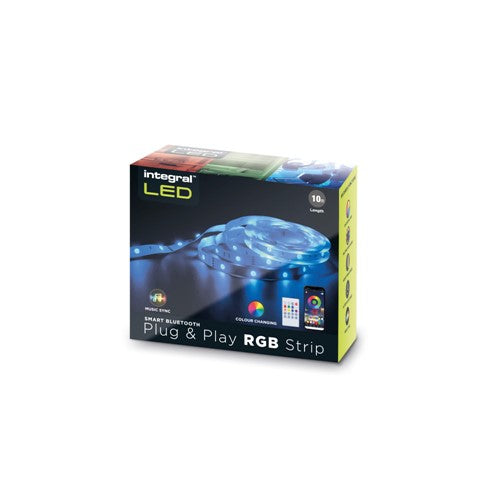 Integral LED Rgb Plug And Play Led Strip Kits Ip20 10M(2X5M) 4.5W/M 30Led/M 10Mm Width 120 Beam Box Pack With Ir Controller & Ble App Control Uk Plug Integral - ILSTRGBA162B