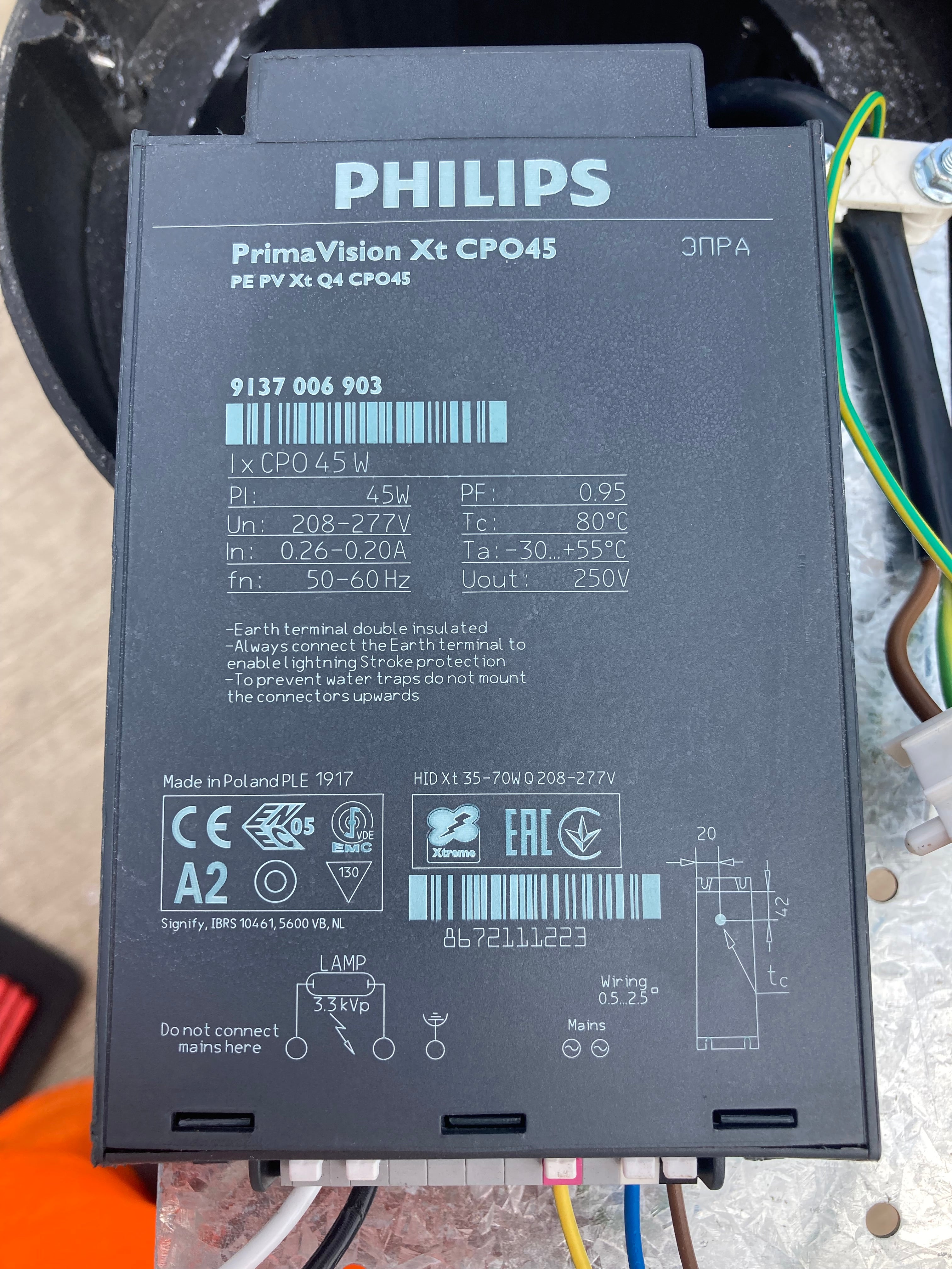 PHILIPS - PVXT45CPOQ-PH HID-PV XT 45 CPO Q 208-277V