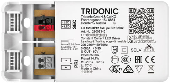Driver LC 15W 350mA fixC pc SR SNC2