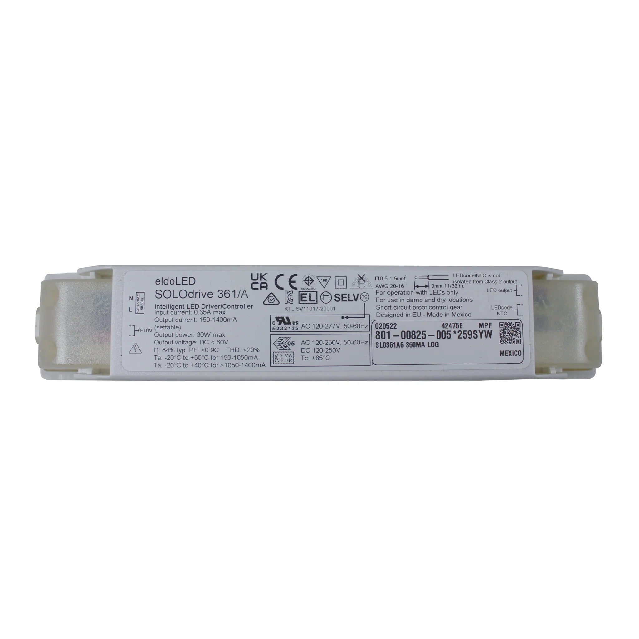 eldoLED SOLOdrive 361/A6 - 30w 0-10v dimmable constant current LED driver Defaults to 350Ma