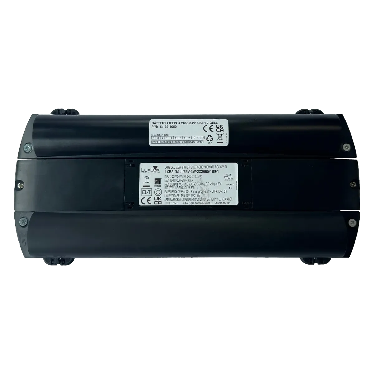Luxbox LXR2 DALI 55V 2W 3HR LFP EMERGENCY REMOTE BOX LXR2-DALI/55V-2W/2X1865/180