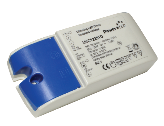 UVC1225TD – 25W 12V Constant Voltage Triac Dimming LED Driver Mains Dimmable LED Drivers POWERLED - Easy Control Gear