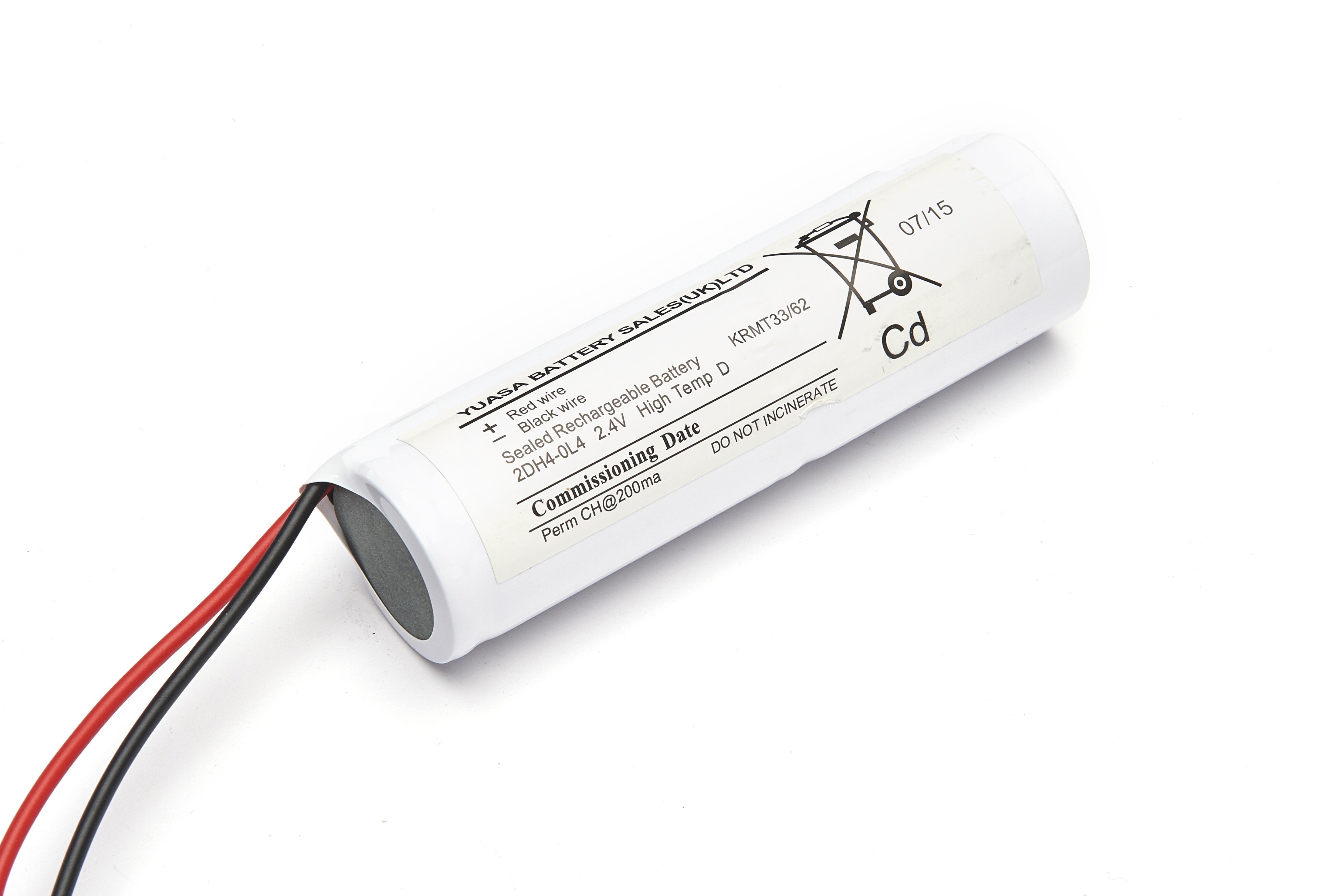 Yuasa 2DH4-0L4 - Emergency Battery 2 Cell Stick c/w Leads Emergency Batteries Yuasa - Easy Control Gear