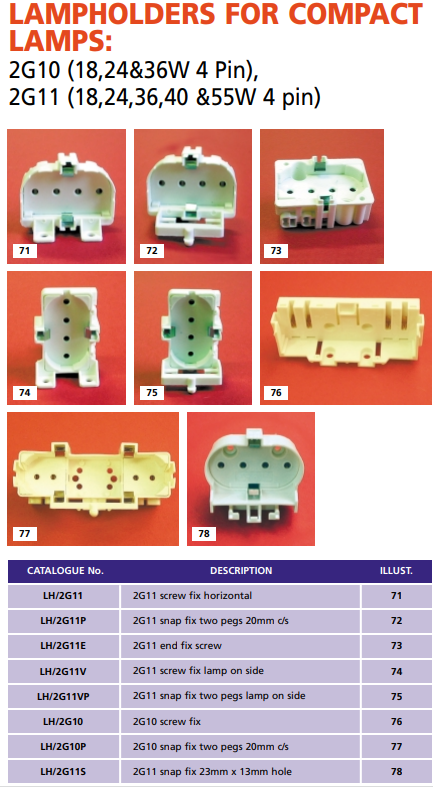 2G11/2G10 Lampholders PLL/PLF Lamp Holders Easy Control Gear - Easy Control Gear