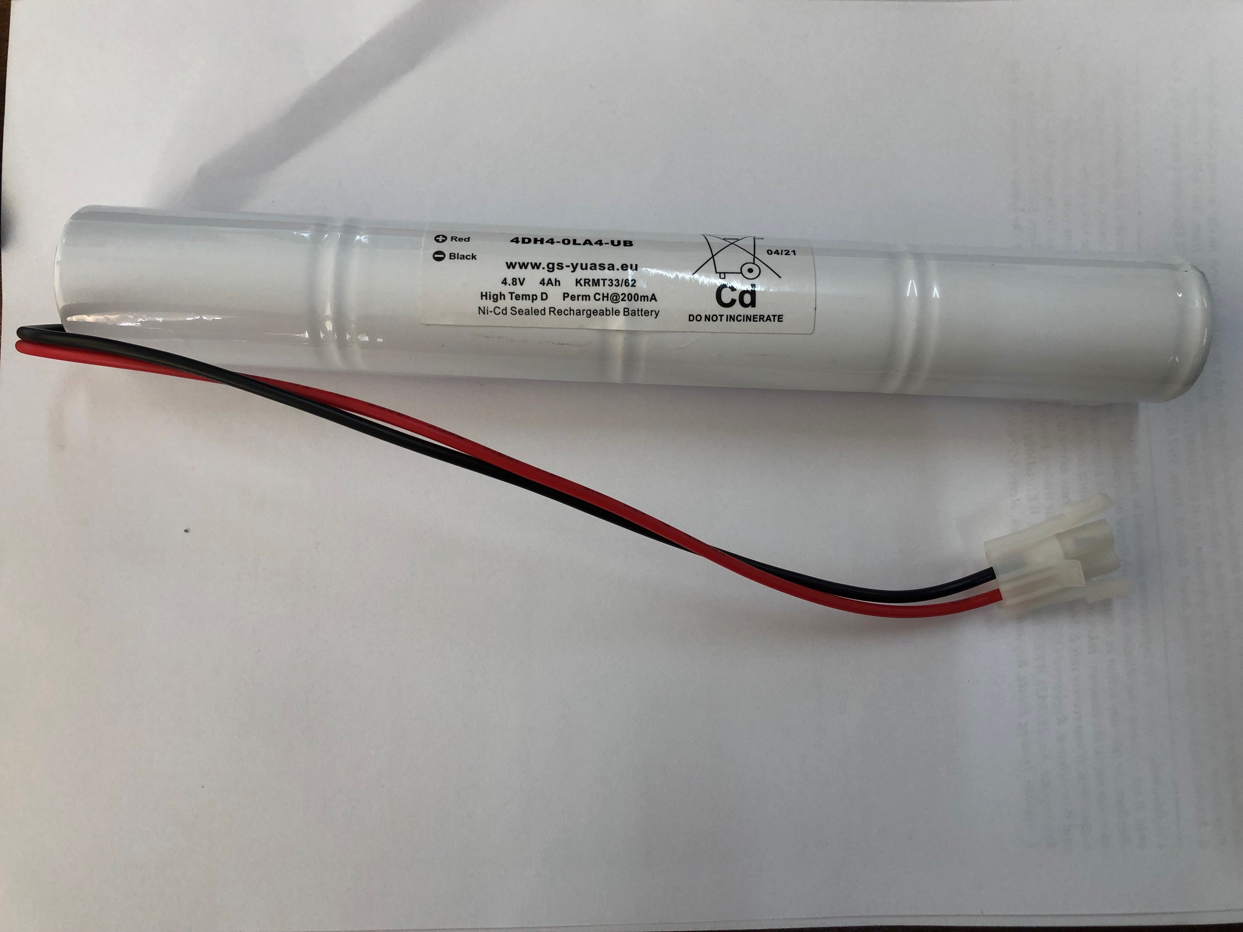 4/4000DHB-AMP 4.8V 4AH With Amp Connector Emergency Batteries Easy Control Gear - Easy Control Gear