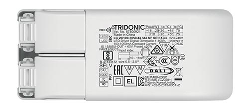 Driver LC 20W 100-1050mA 44V o4a NF SR EXC3 87500921 DALI Dimmable LED Drivers Tridonic - Easy Control Gear