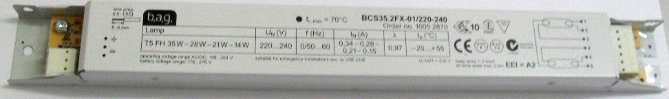 b,a,g, BCS35.2FX-01/220-240 T5 Ballast BAG/HUCO Ballasts b,a,g - Easy Control Gear