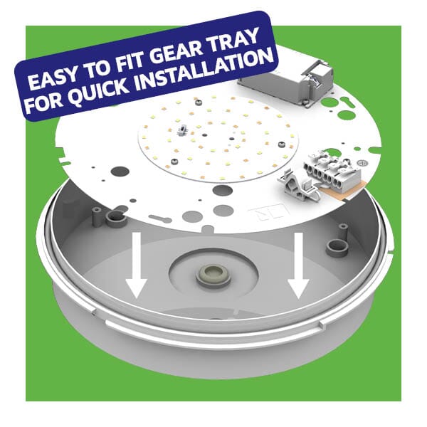 Duxford Gear Tray Tri-Colour 16W ( ~ 28W 2D ) Emergency / Standard /Motion Sensor Emergency Gear trays Net Led - Easy Control Gear