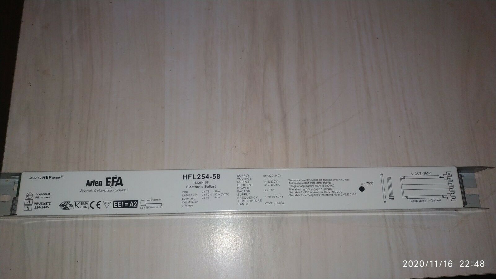 Arlen HFL254-58M 2 x T8 58w 2 *54W T5 Ballast 110-270v Digital Ballast arlen - Easy Control Gear