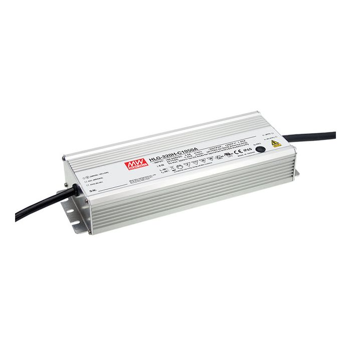 HLG-320H-C1050 - Mean Well LED Driver HLG-320H-C1050 320.25W 1050mA LED Driver Meanwell - Easy Control Gear