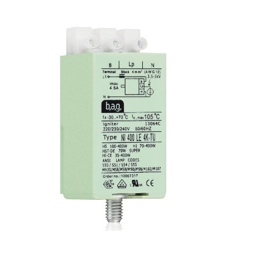 NI400LE4K 35-400W Superimposed Ignitor Ignitors and Capacitors B.A.G - Easy Control Gear