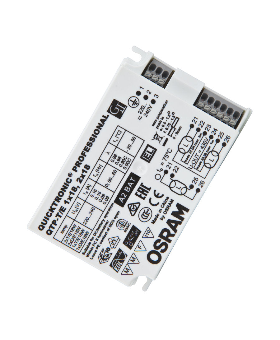 Osram QTPTE1218-OS 1x/2X 18w T/E Quicktronic Ballast ECG-OLD SITE LEDVANCE/OSRAM - Easy Control Gear