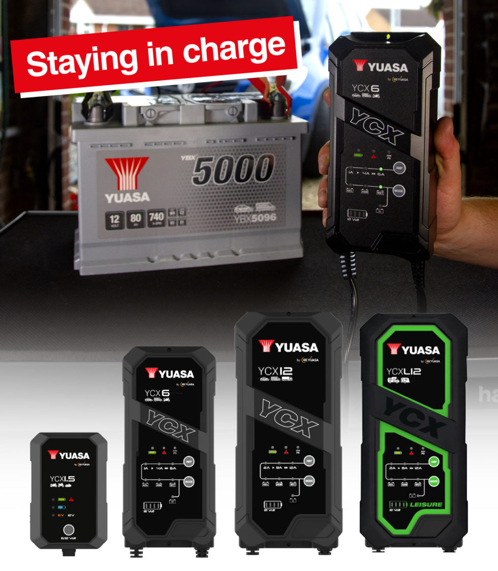 YCX5.0 Yuasa 12v 5.0A 8-Stage Smart Charger, Now a YCX6 Yuasa Battery Chargers The Lamp Company - Easy Control Gear