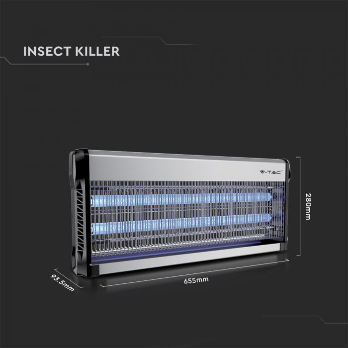 V-Tac 3240 2 x 20W Flykiller Coverage 150M2 Insect Killer Unit VT-3240 11182-BS