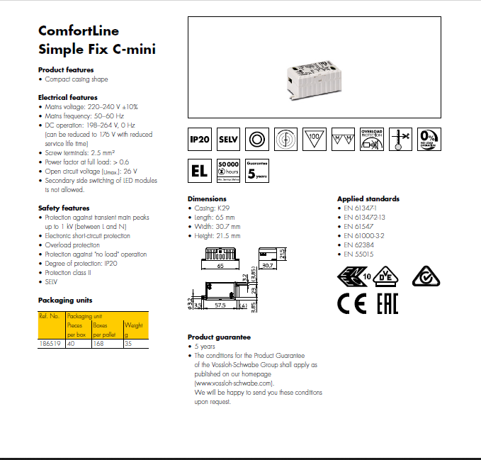 LED driver LEDline ECXe 350.192 9W 350mA 186519