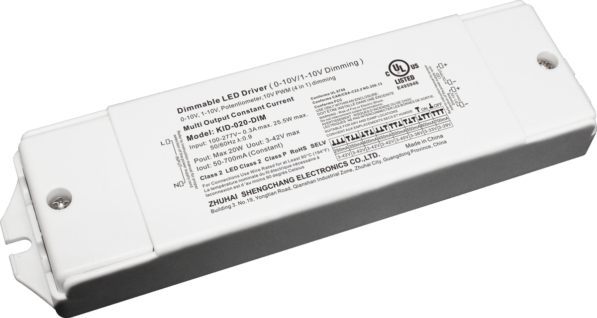KID-020-DIM 20W 0/1-10V Constant Current LED Driver IP20