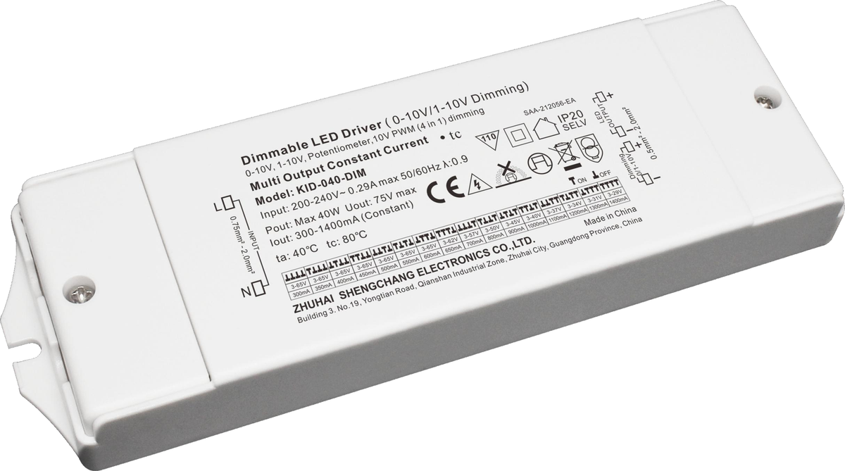 KID-040-DIM 40W 0/1-10V Constant Current LED Driver IP20