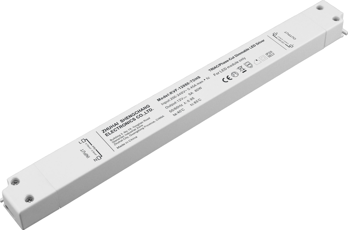 KVF-xx060-TDHS 60W Triac Constant Voltage LED Driver IP20 12/24V