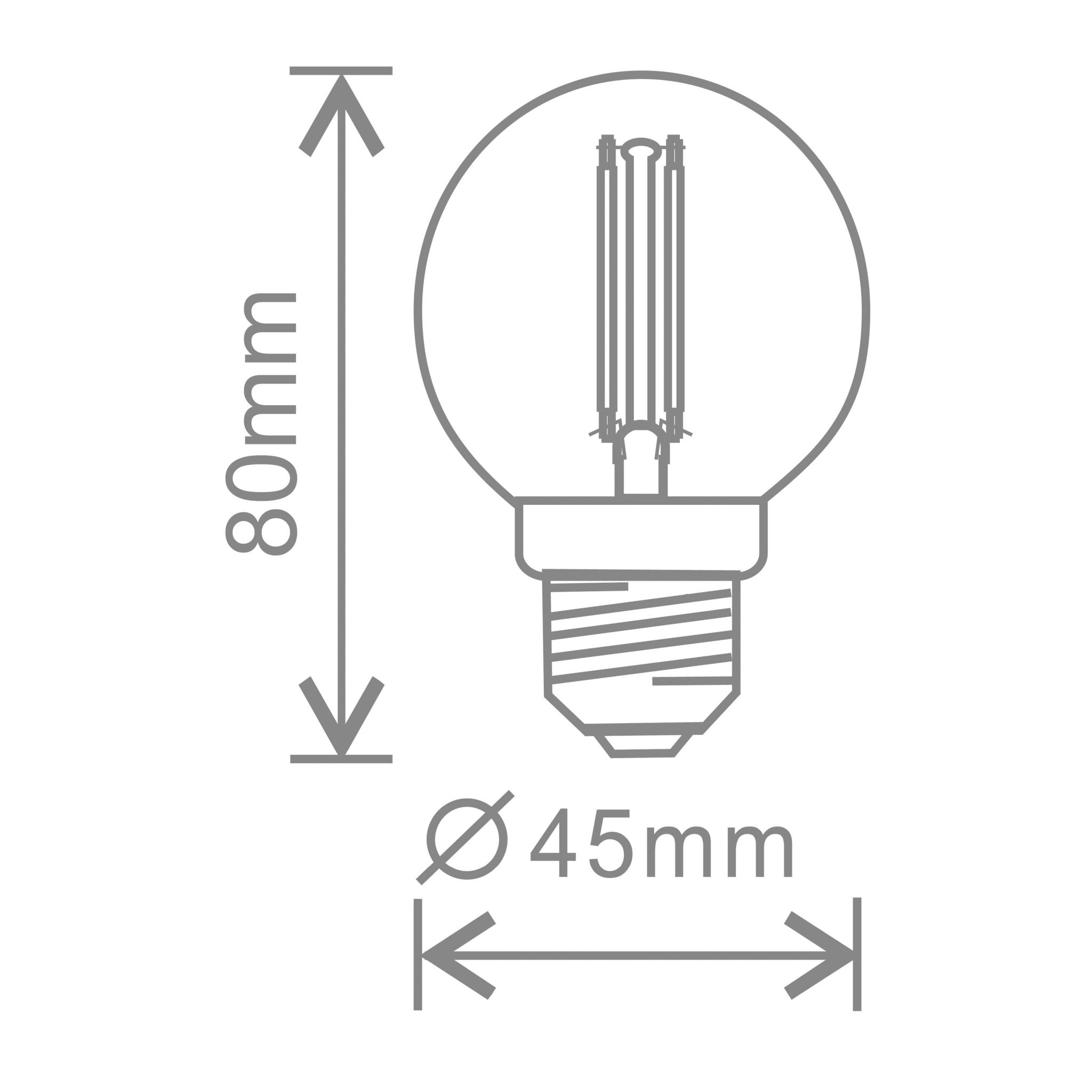 2W Golf, Traditional glass light bulb with LED filament E27 ( ES ) KOSNIC - Easy Control Gear