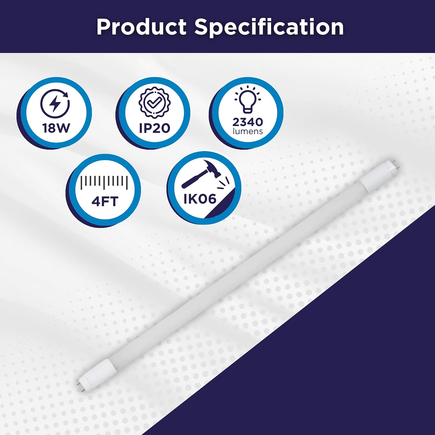 Bright Source LED 4FT T8 Tube, 3CCT Colour Switchable 3000K 4000K 6000K, 4ft (1200mm), 18W, 2340lm, 36w T8 Fluorescent Equiv., Starter Included, use with Direct Mains or Fitting with Magnetic Ballast