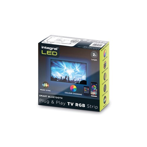 RGB PLUG AND PLAY LED TV STRIP KITS IP20 2M 1.5W/M 24LED/M 10MM WIDTH 120 BEAM BOX PACK WITH IR CONTROLLER & BLE APP CONTROL USB POWERED INTEGRAL