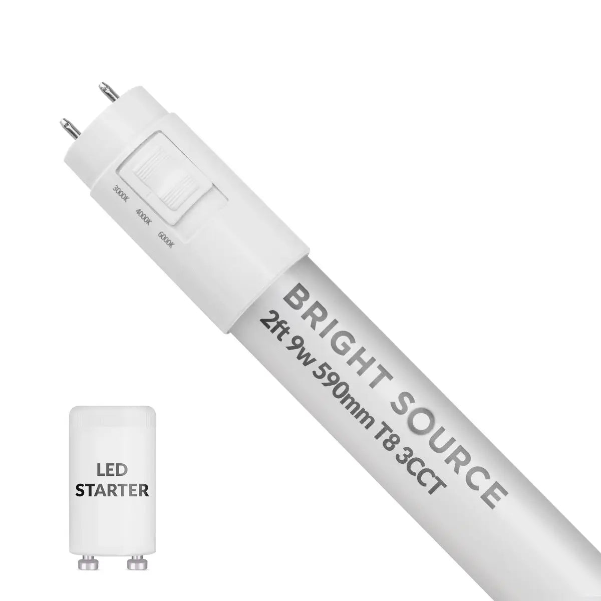 Bright Source 2ft 9w 600mm LED T8 Tube 3CC Frosted Straight to mains