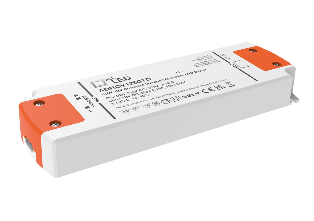 Drive12TD 12V DC Constant Voltage Triac Dimmable LED Driver 50W