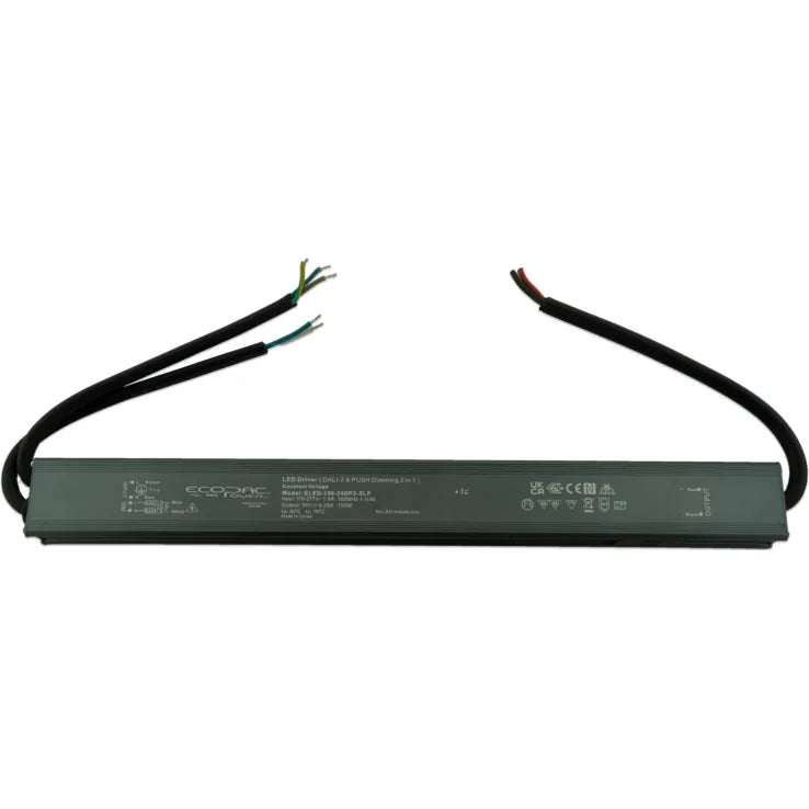 ELED-150-24DP2-SLP - Ecopac ELED-150-24DP2-SLP DALI 2 and Push Dimmable Constant Voltage LED Driver 150W 24V Slimline