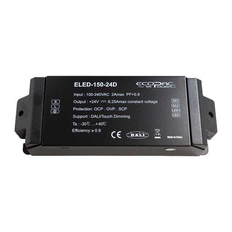 ELED-150-D Series DALI Dimmable Constant Voltage LED Drivers 150W 12V or 24V DALI Dimmable LED Drivers Ecopac Power - Easy Control Gear