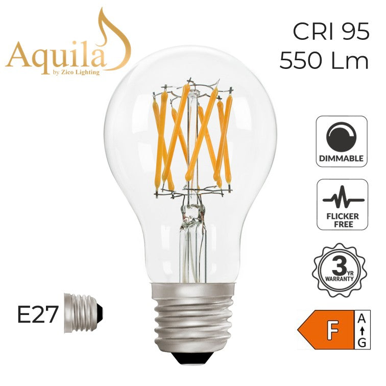 GLS A60 Clear 6W 2700K E27 Light Bulb ZL-A60/6W27E27C